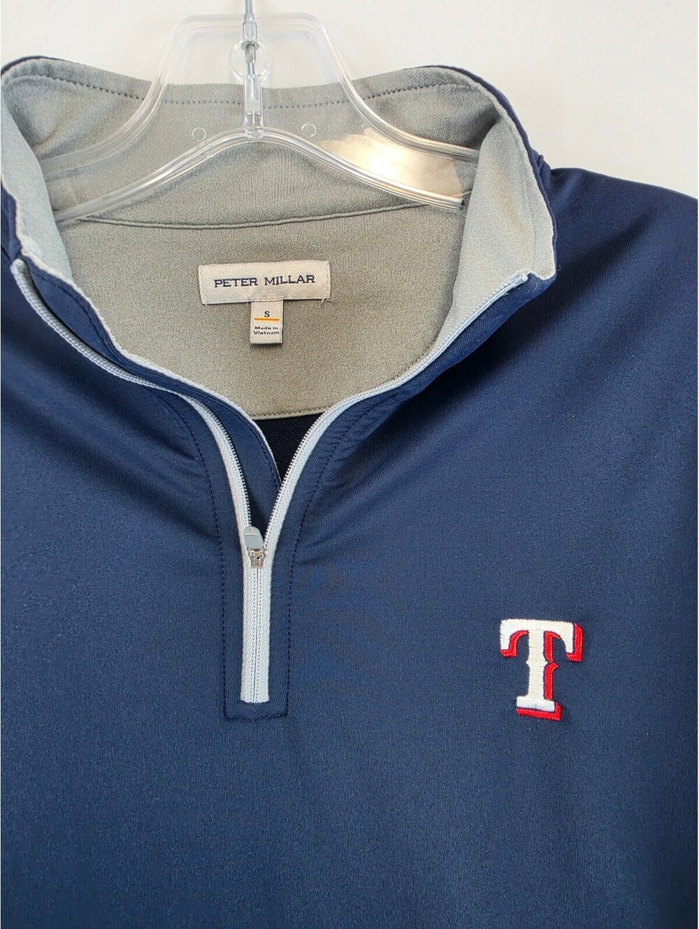 Peter Millar Texas Rangers Navy Blue 1/4 Zip Pullover, Size Small